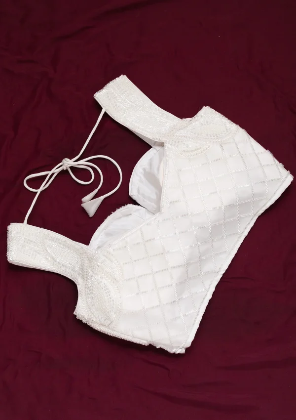 Cream Cutdana Net Blouse - Image 4