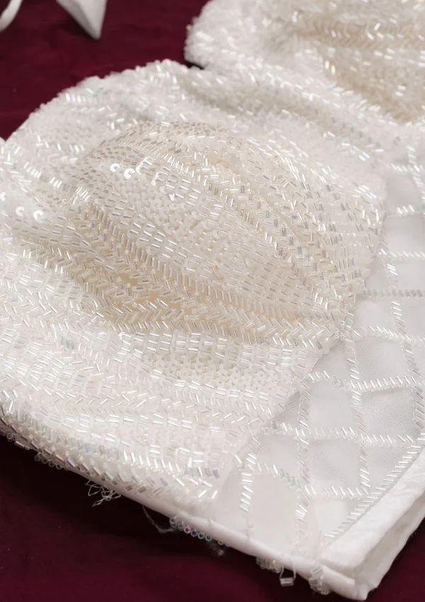 Cream Cutdana Net Blouse - Image 3