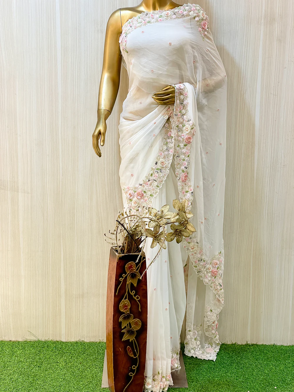 Eakshaa white Organza Saree Sale price