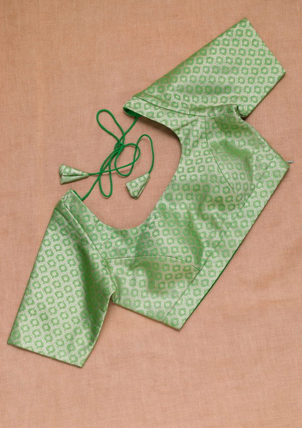 Green Plain Banarasi Blouse
