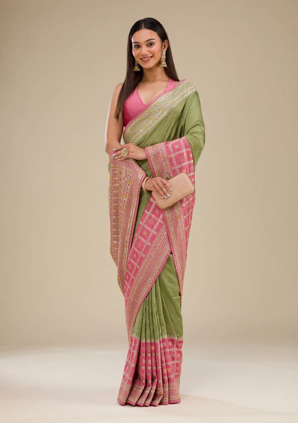 Pink Zariwork Soft Silk Saree - Image 2
