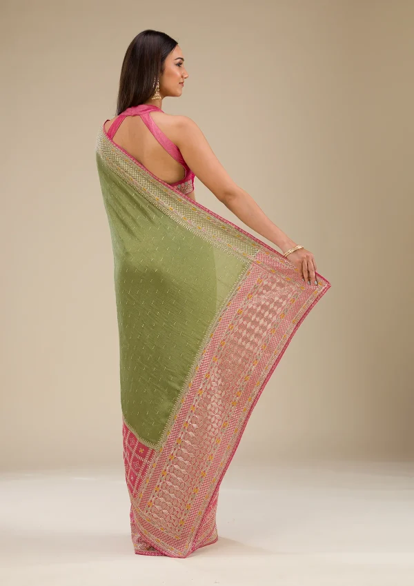 Pink Zariwork Soft Silk Saree - Image 3
