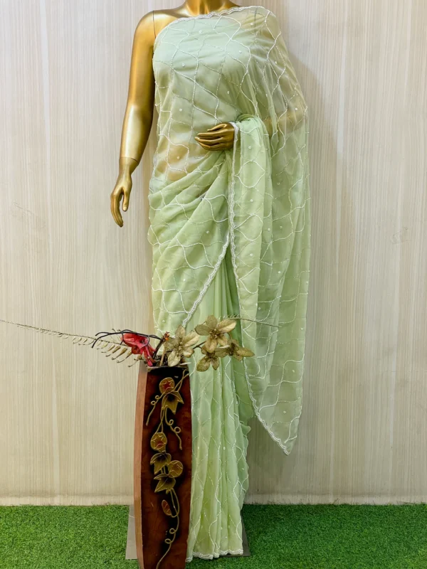 Pista Green Organza Saree