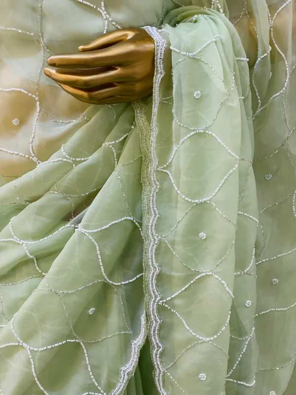 Pista Green Organza Saree - Image 2