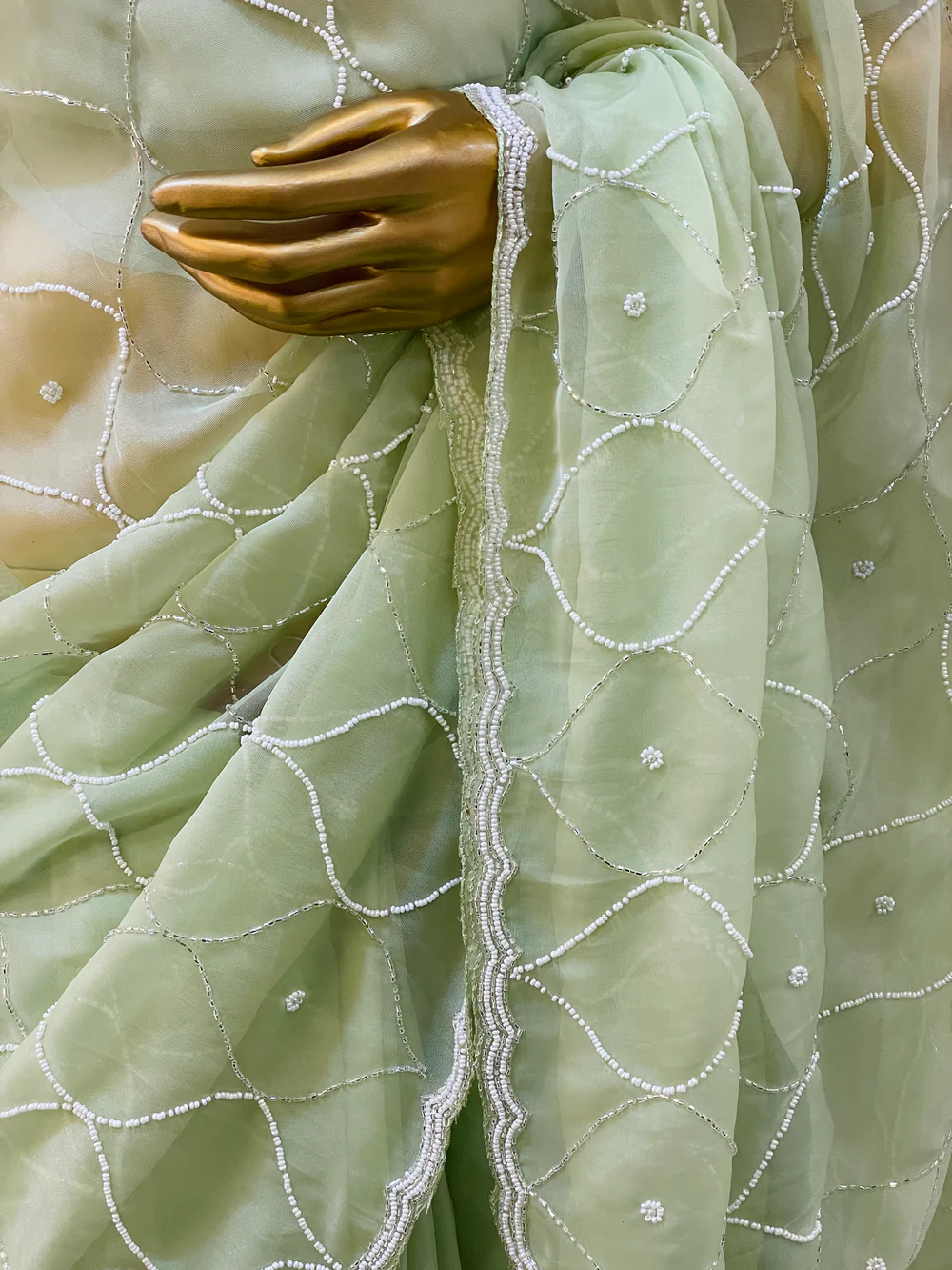 Pista Green Organza Saree - Image 2