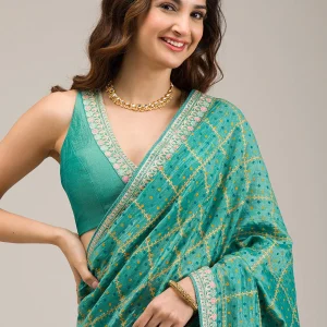 Rama Green Zariwork Soft Silk Saree