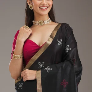 Black Zariwork Tissue Saree
