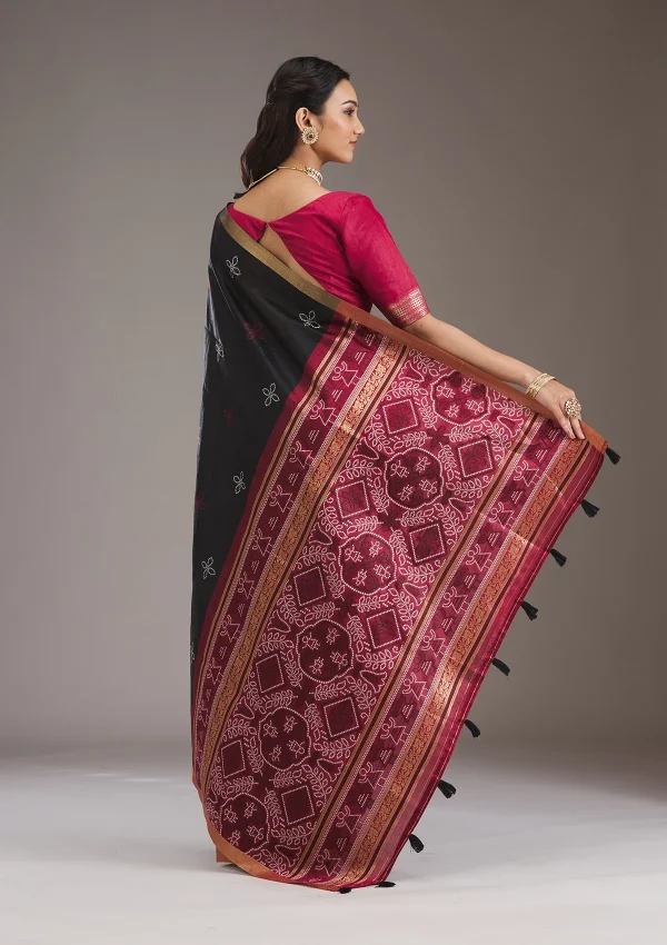 Black Zariwork Tissue Saree - Image 3