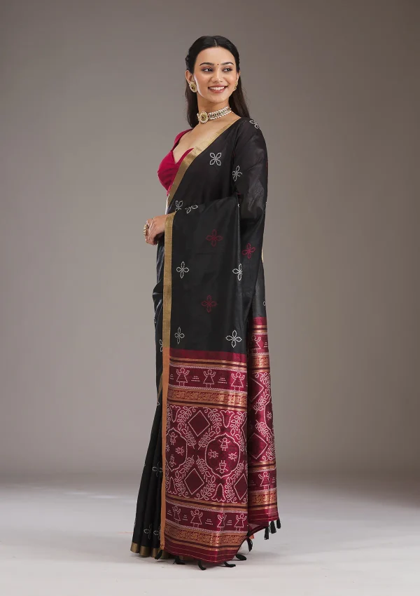 Black Zariwork Tissue Saree - Image 4