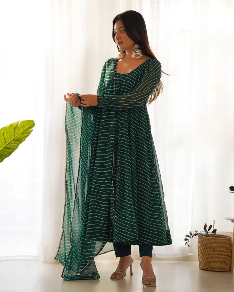 DIGITALLY PRINTED PURE GEORGETTE ANARKALI SUIT WITH DUPPATTA & PANT - Image 2
