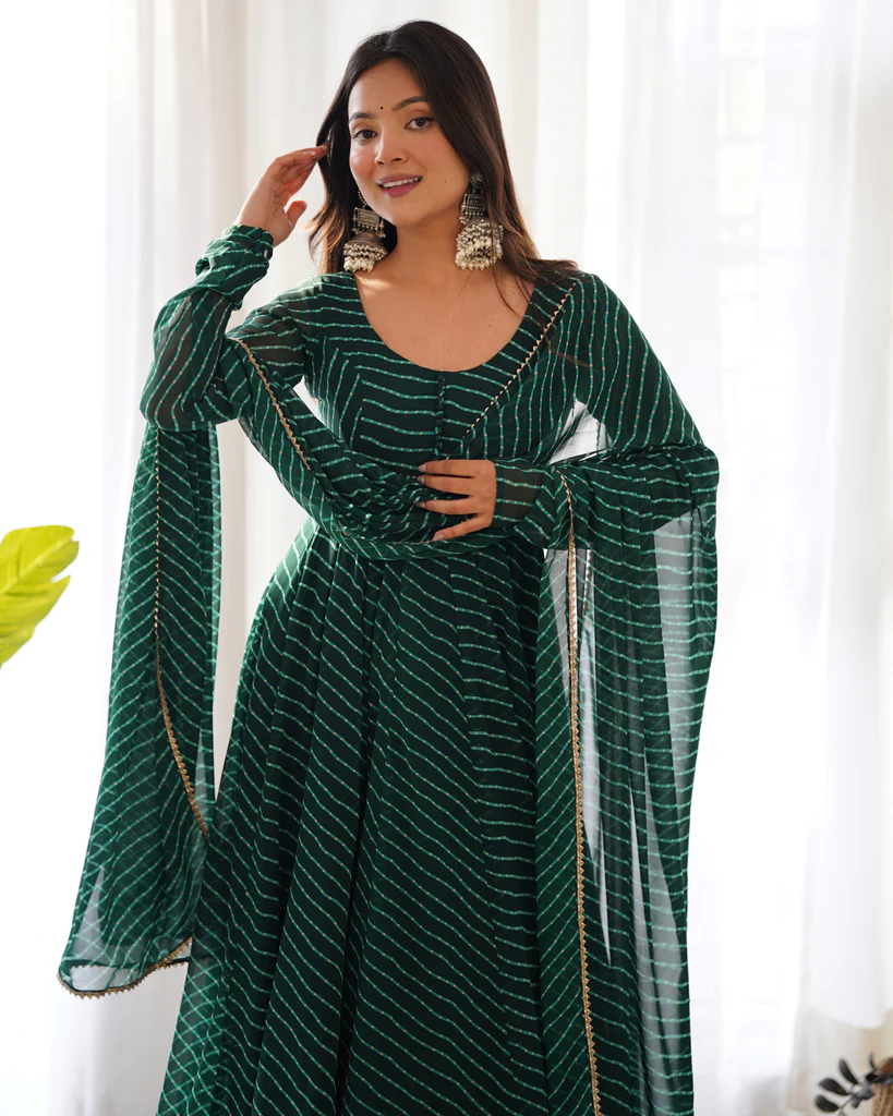 DIGITALLY PRINTED PURE GEORGETTE ANARKALI SUIT WITH DUPPATTA & PANT - Image 4