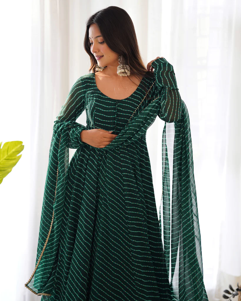 DIGITALLY PRINTED PURE GEORGETTE ANARKALI SUIT WITH DUPPATTA & PANT - Image 5