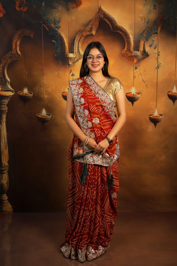 Gaji Silk Bandhej Saree
