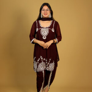 Maroon Georgette Tulip Suit