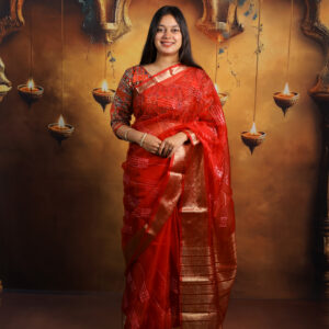 Red Banarasi Organza Saree